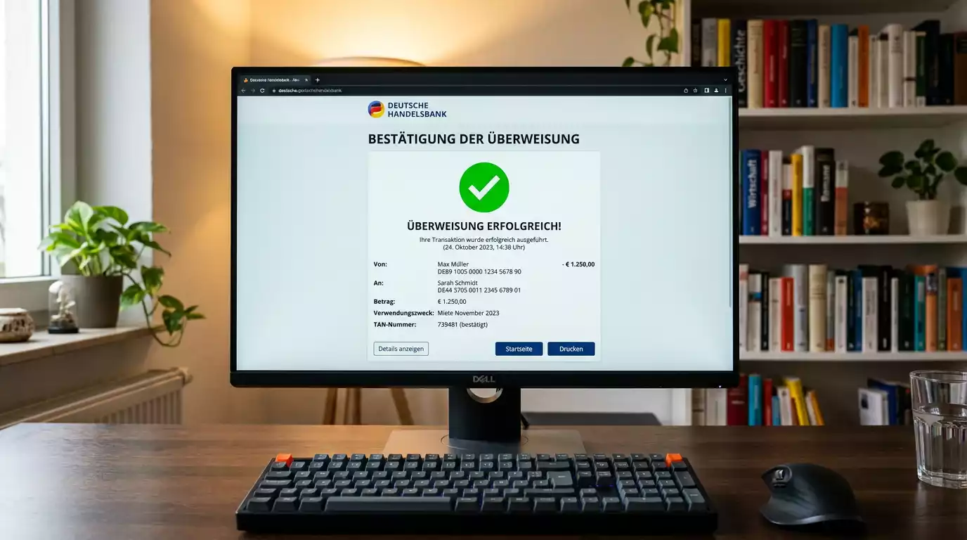 Casino-Auszahlung per Banküberweisung mit SEPA-Überweisung auf dem Bildschirm