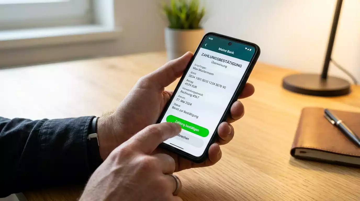 Einzahlung per Sofortüberweisung im Casino mit TAN-Bestätigung auf dem Smartphone